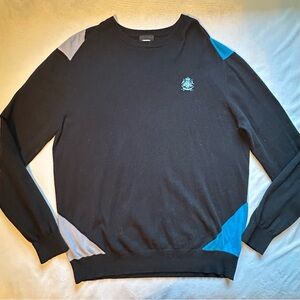 Ian James Poulter IJP Design Golf Sweater Retired Black White Blue Logo Preppy L